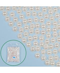 бусы половинчатые с обрамлением (кремовый), Цвет: кремовый