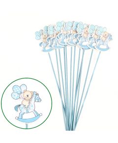 вставка декоративная "мишка на лошадке" (12 шт) (голубой), Цвет: голубой