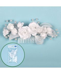гребень с цветами из органзы и жемчугом