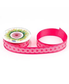 лента с рисунком "ажурное сердце" (ярко-розовый), Цвет: ярко-розовый