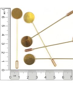 булавка для бутоньерки с круглой площадкой и замком (золотой), Цвет: золотой
