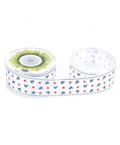 лента с рисунком "малый якорь" (белый), Цвет: белый