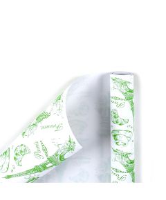 крафтовая бумага "париж" (салатовый на белом), Цвет: салатовый на белом