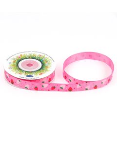 лента с рисунком "клубника" (розовый), Цвет: розовый