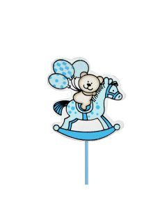 вставка декоративная "мишка на лошадке" (1 шт) (голубой), Цвет: голубой