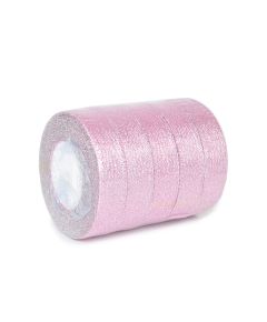 лента металлизированная 2,5 см*23 м (розовый с серебром), Цвет: розовый с серебром