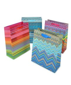 пакет подарочный "цветные полоски и узоры" 1 шт