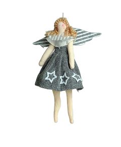 кукла Тильда ангел в сером платье 13 см