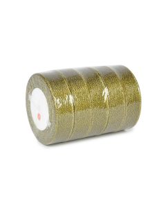 лента сатиновая 2.5 см*23 м (чёрный с золотом), Цвет: чёрный с золотом