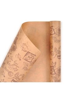 крафтовая бумага глянцевая Европа "Марки" (коричневый на крафте), Цвет: коричневый на крафте