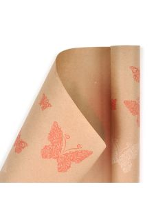 крафтовая бумага "Бабочки кружево" (бело-красные на крафте), Цвет: бело-красные на крафте