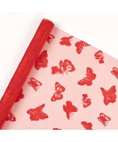 органза с рисунком "бабочки" (красный), Цвет: красный