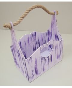 Кашпо "Ящик с нанесением", ручка джут, сиреневый, фиолетовый, 250*150*300 мм