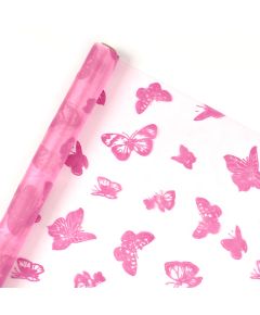 органза с рисунком "бабочки" (розовый), Цвет: розовый