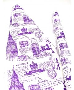 крафтовая бумага "Лондон" (фиолетовый на белом), Цвет: фиолетовый на белом