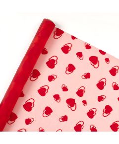 органза с рисунком "сердца" (красный), Цвет: красный