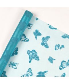 органза с рисунком "бабочки" (бирюзовый), Цвет: бирюзовый