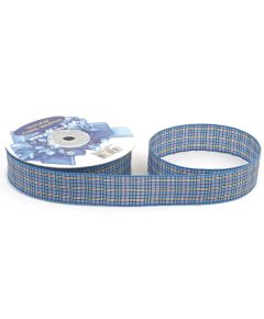 лента сатиновая "клетка" (голубой), Цвет: голубой