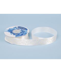 лента сатиновая "сердца" (кремовый), Цвет: кремовый