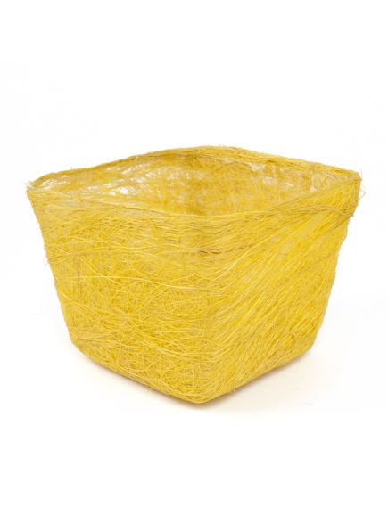кашпо из сизаля квадратное (лимонный), Цвет: лимонный