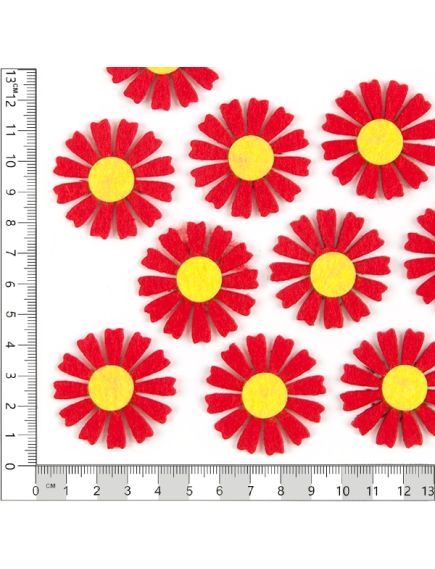 фетровый декор "цветочки двухцветные" (красно-жёлтый), Цвет: красно-жёлтый