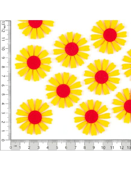фетровый декор "цветочки двухцветные" (жёлто-красный), Цвет: жёлто-красный