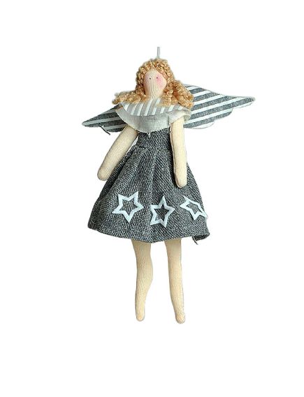 кукла Тильда ангел в сером платье 13 см