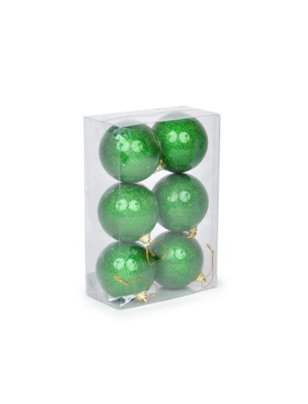 набор новогодних шаров "двойной блеск" 6 см (зелёный), Цвет: зелёный