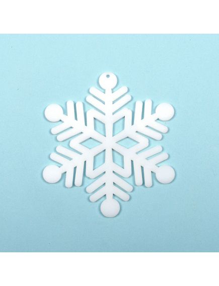 подвес резной из пластика снежинка №9 (1 шт), Цвет: молочно-белый, Диаметр: 10