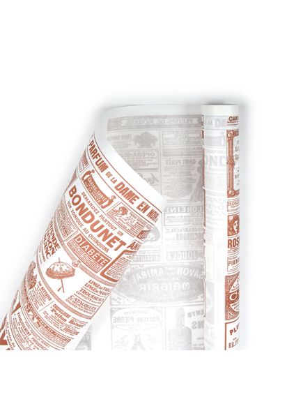 крафтовая бумага "винтажная газета" (коричневый на белом), Цвет: коричневый на белом