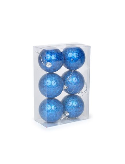 набор новогодних шаров "двойной блеск" 6 см (синий), Цвет: синий