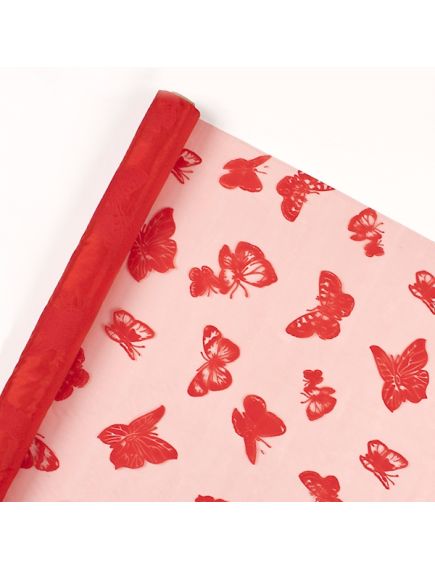 органза с рисунком "бабочки" (красный), Цвет: красный