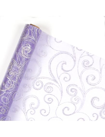 органза с рисунком "зимний орнамент" (фиолетовый), Цвет: фиолетовый