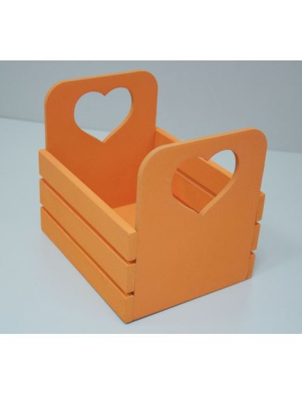 Кашпо "Ящик с ручками сердце", морковный, 200*150*100 мм