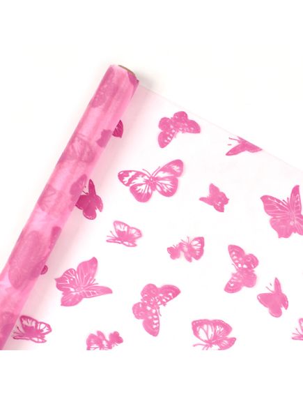 органза с рисунком "бабочки" (розовый), Цвет: розовый