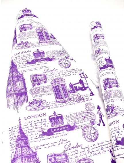 крафтовая бумага "Лондон" (фиолетовый на белом), Цвет: фиолетовый на белом