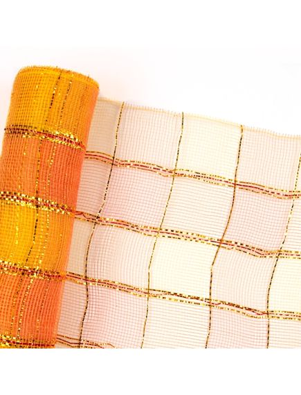 сетка клетка с люрексом (жёлто-оранжевый), Цвет: жёлто-оранжевый